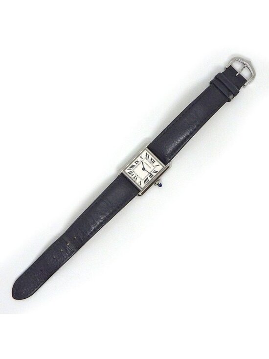 Cartier Watch Tank Must SM Rectangular Silver Dial Roman Index Cowhide SS main image 12
